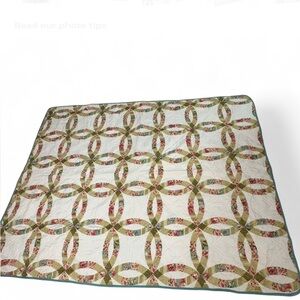 Sunham Home Fashions Quilt 66x86 Floral Wedding Ring Pattern Lightweight Bedding